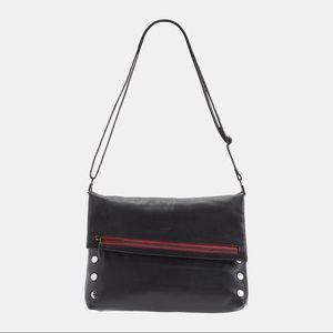 Hammitt Large VIP Black Leather Red Zipper Gunmetal